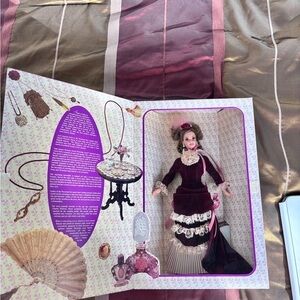 Victorian Barbie Doll in Burgundy and Pink Dress